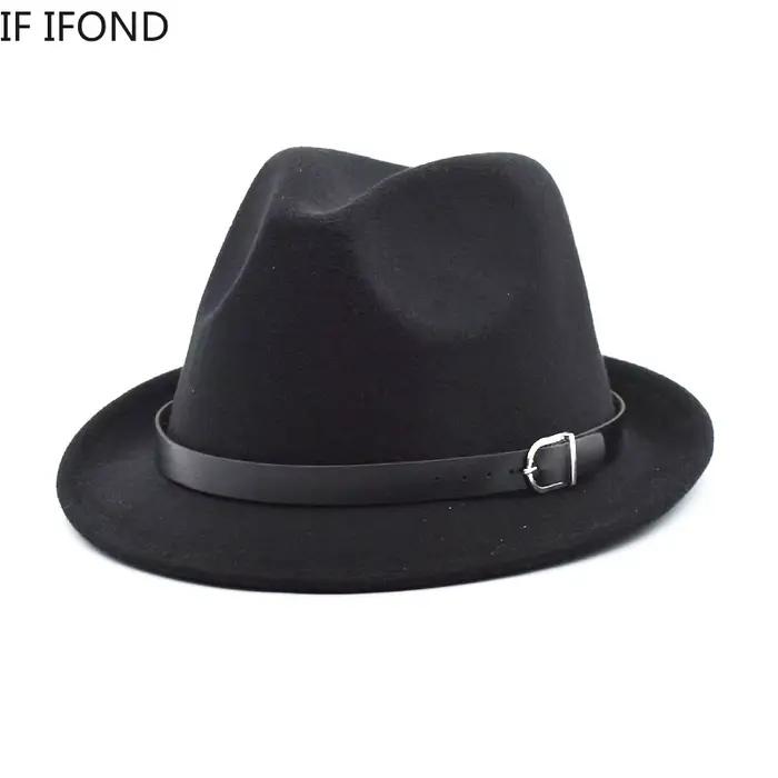 Chapeau Fedoras en feutre classique européen pour hommes et femmes