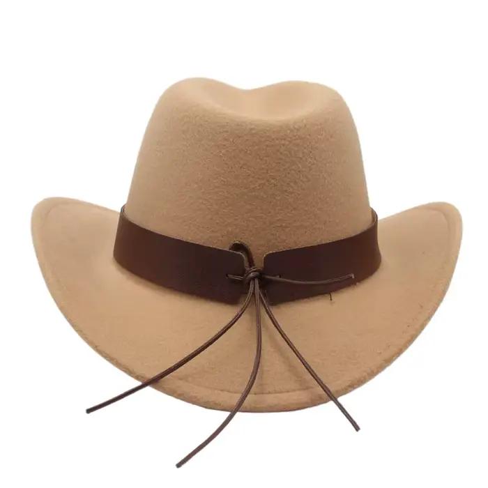 Chapeau de cowboy en polyester unisexe style ethnique tibétain Guoluo chapeau haut de forme rétro pour hommes et femmes équitation jazz occassions spéciales