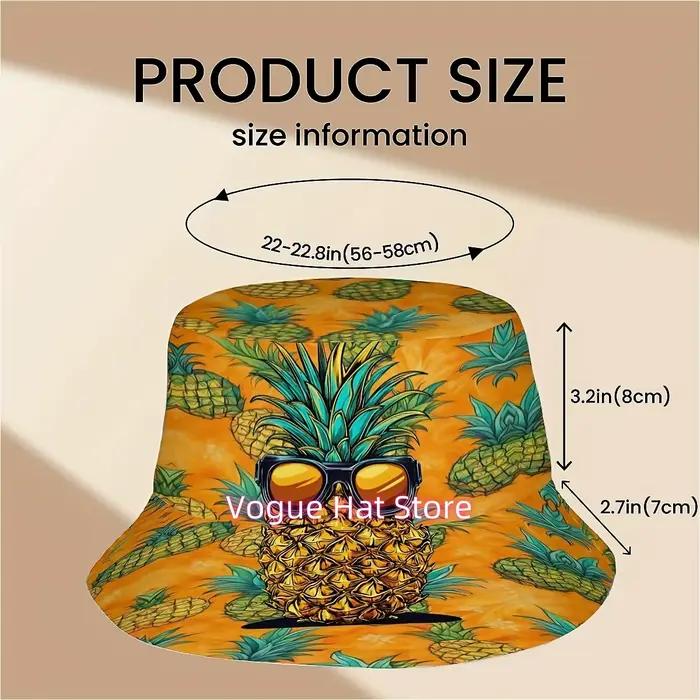1 chapeau bob tropical hawaïen motif ananas - Design amusant et original
