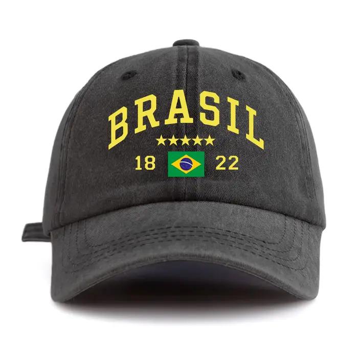 Casquette de Baseball délavée à imprimé BRASIL pour adultes
