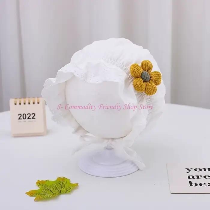 Bonnet bébé en coton à mode 85AE avec bordure en dentelle