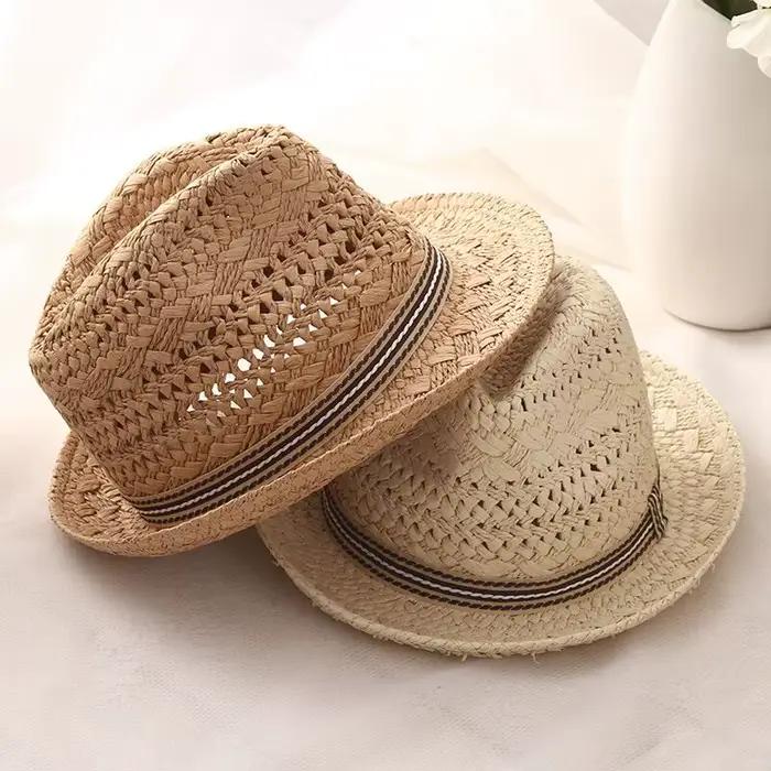 Chapeau de soleil en paille de raphia pour femmes et hommes