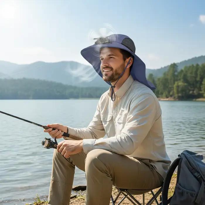 Chapeau solaire rechargeable avec ventilateur UV protecteur pour hommes et femmes idéal pour pêche randonnée et activités extérieures en été