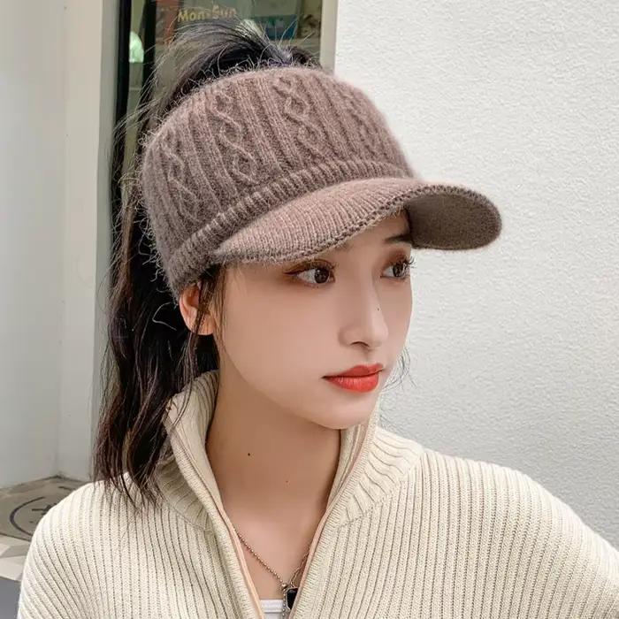Nouveau bonnet en laine tricotée double couche pour l'automne et l'hiver