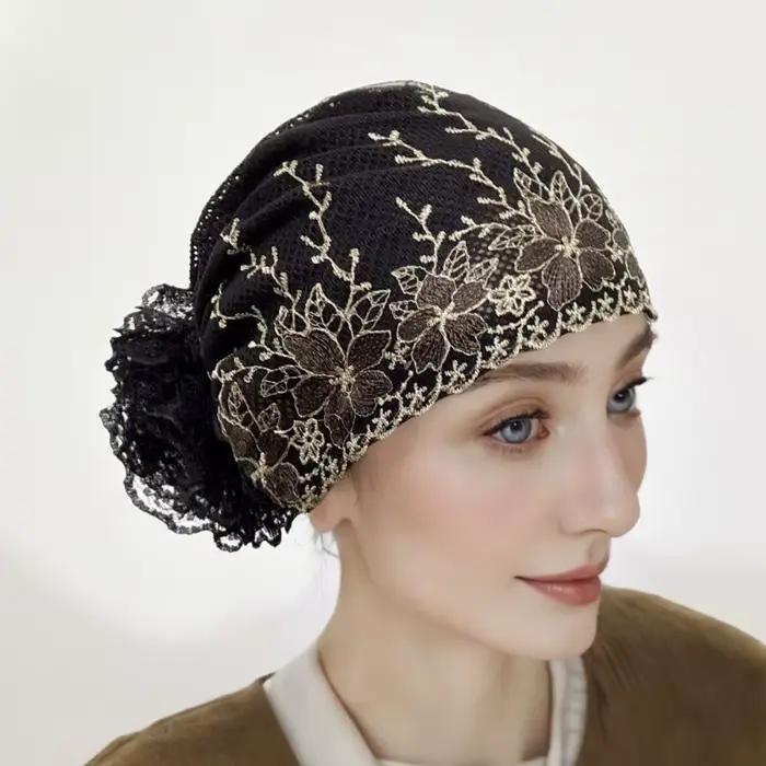 Bonnet de beauté doux en dentelle pour cheveux bouclés