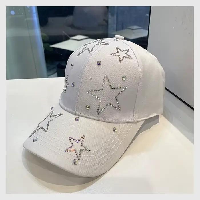 Casquette de baseball incrustée d'étoiles à cinq branches pour femmes