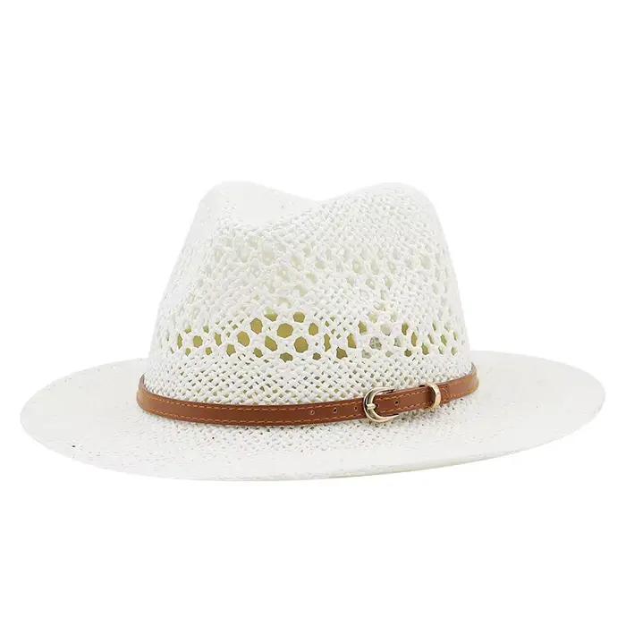 Chapeau de paille de Jazz en fibres naturelles tissées à la main