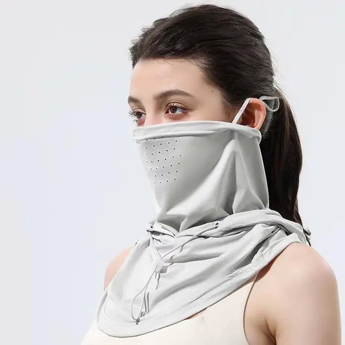Cagoule anti-UV en soie glacée respirante et fine