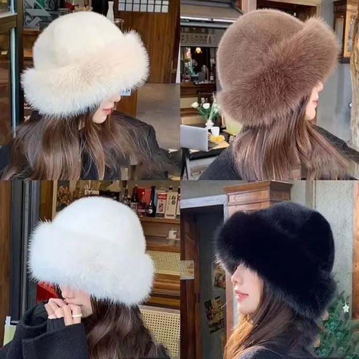 Chapeau d'hiver en fourrure moelleuse décontracté pour homme et femme multicolore pour toutes les saisons occassions cadeaux de Noël