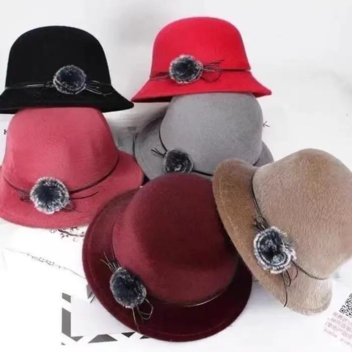 Casquette en laine vintage élégante pour femme, jazz cap, bowler dome hat, fedoras, melon, occassions décontractées, hiver, 2024