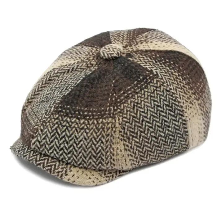Bérets automne hiver chapeaux pour hommes femmes Vintage Plaid artiste peintre octogonal béret chapeau mâle femme