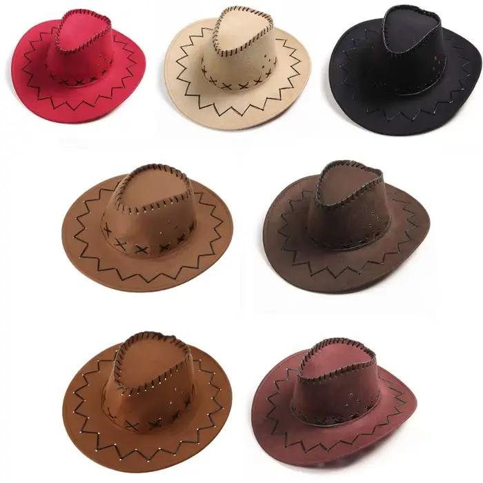 Chapeau de cowboy western en daim unisexe pour enfants