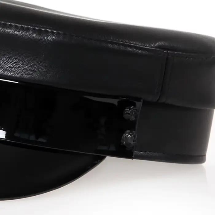 Chapeau en simili cuir noir béret avec motif géométrique pour femmes, style sport, décontracté, adapté aux quatre saisons, occasions spéciales et quotidienne
