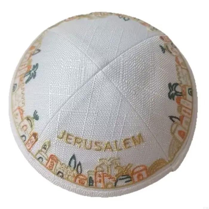 Chapeau kippa en coton brodé ethnique pour hommes