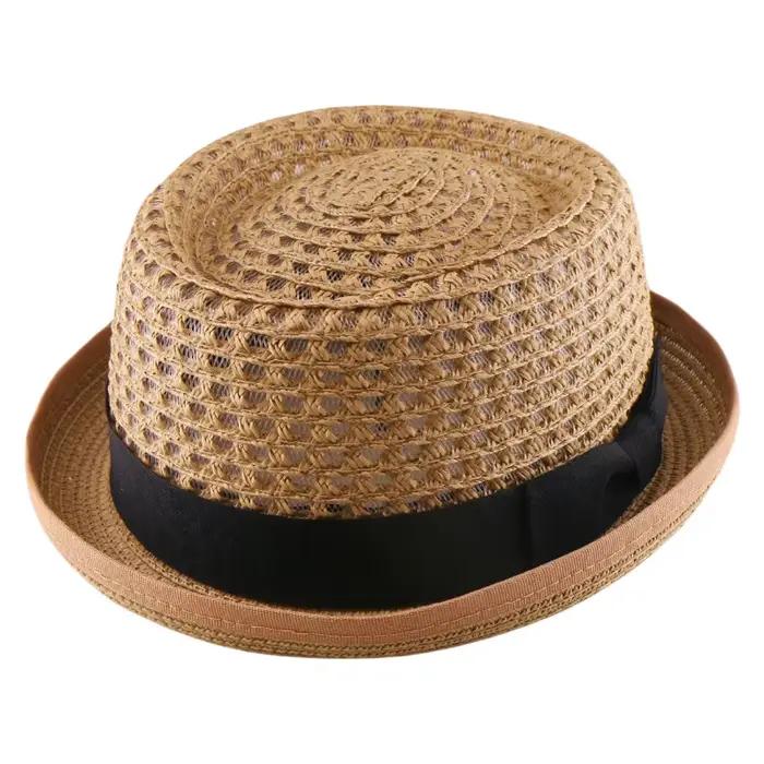 Chapeau d'été en paille unisexe léger et classique avec maille respirante pour homme
