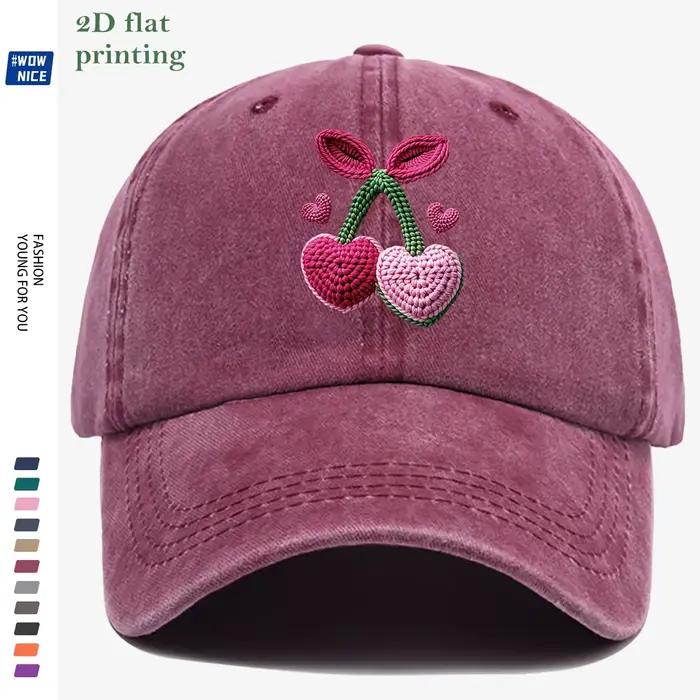 Casquette de baseball plate thermocollante 3D avec cerises