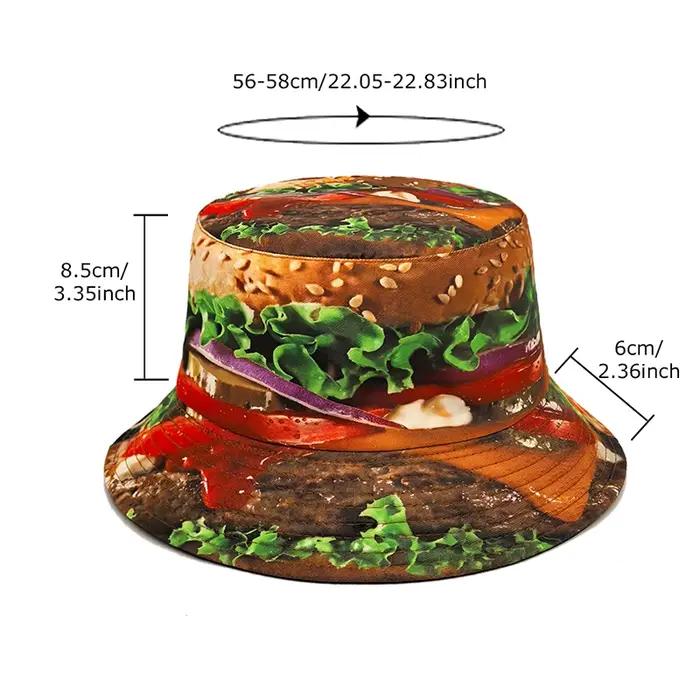 Bocca Hamburger impression seau chapeau motif alimentaire pêcheur chapeaux emplacement conception Panama casquette pour hommes femmes drôle extérieur crème solaire