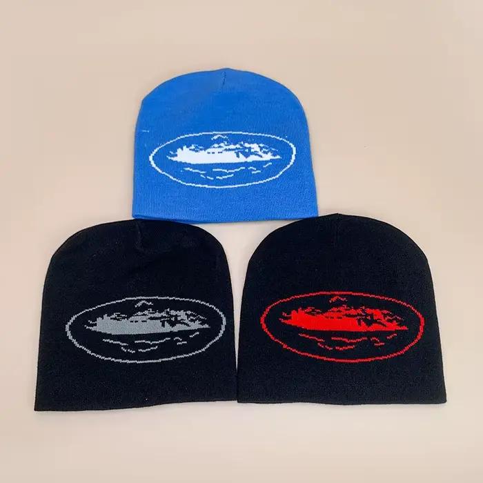 Nouveau chapeau tricoté rétro européen américain pour hommes femmes rue hip-hop skateboard impression bonnets