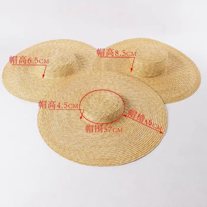 Été 15 cm large bord joli chapeau de paille plat chapeaux