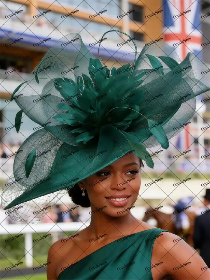 Voiles marron grand Kentucky Fascinator Chapeau femmes dames course casque mariée fête de mariage Royal Ascot
