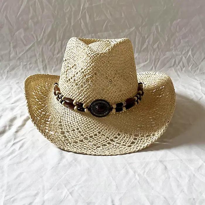 Chapeau de plage en paille de Style ethnique pour hommes et femmes