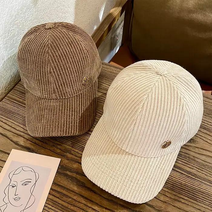 Casquette de Baseball femmes automne hiver couleur unie à la mode velours côtelé coréen réglable Snapback chapeaux