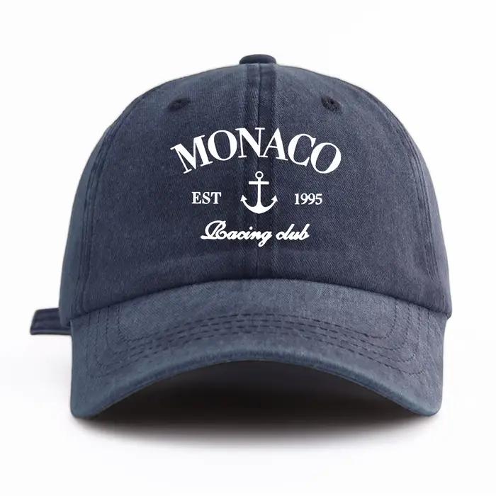 Casquette de Baseball délavée imprimée MONACO pour adultes