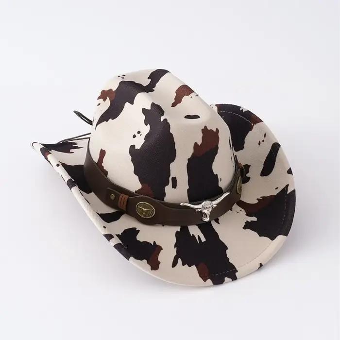 Casquettes occidentales imprimées de vache de Style ethnique avec ceinture
