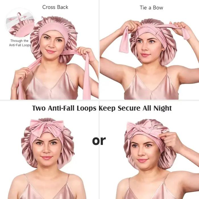 Bonnet en soie de mûrier 100% 19 Momme pour femmes endormies avec une enveloppe de cheveux