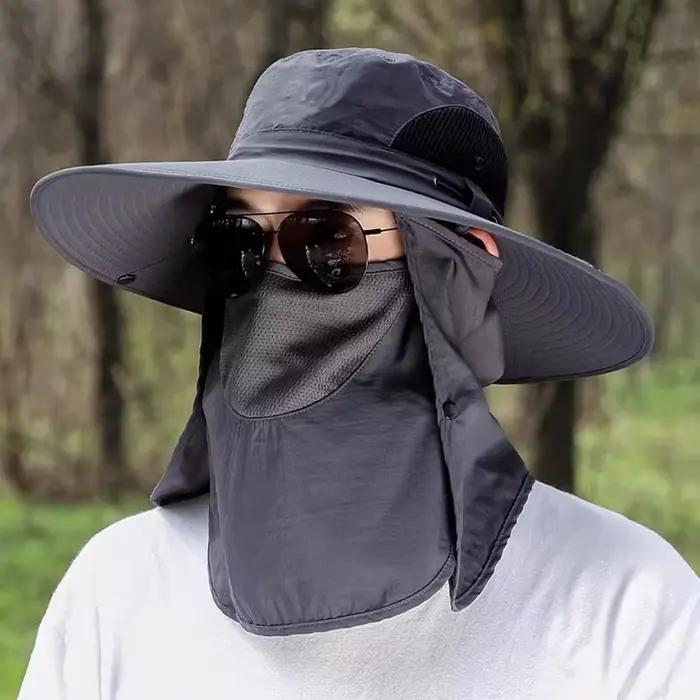 Chapeau de soleil pour homme avec masque intégré pour le cou et le visage