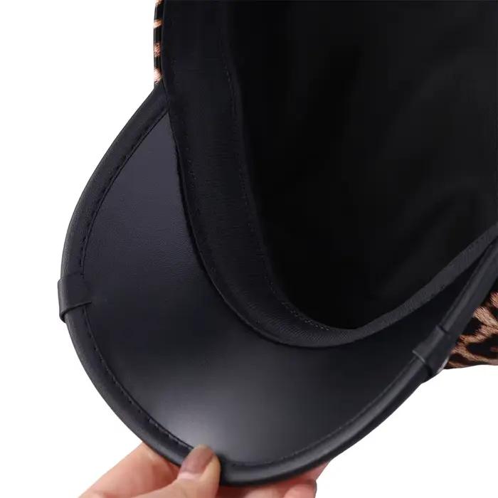 Chapeau Rétro Punk Harajuku Y2K en Cuir PU à Rivets Léopard