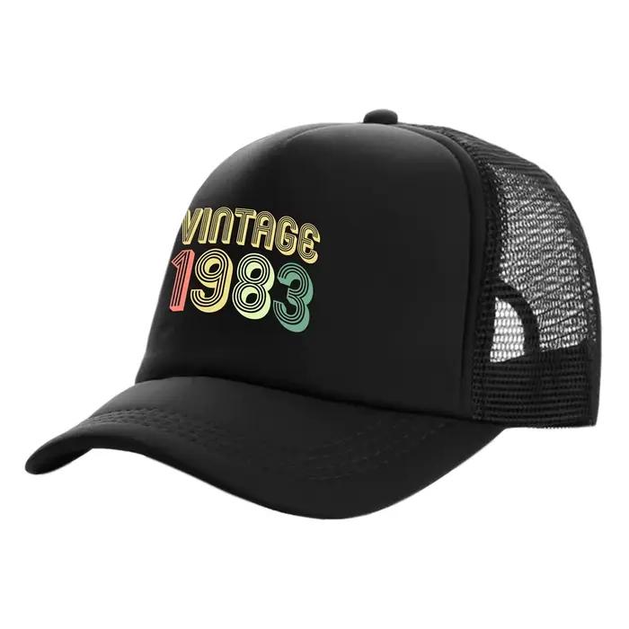 Casquette de camionneur vintage 1983 multicolore pour adultes unisexe style sportif et décontracté occasionnellement festive
