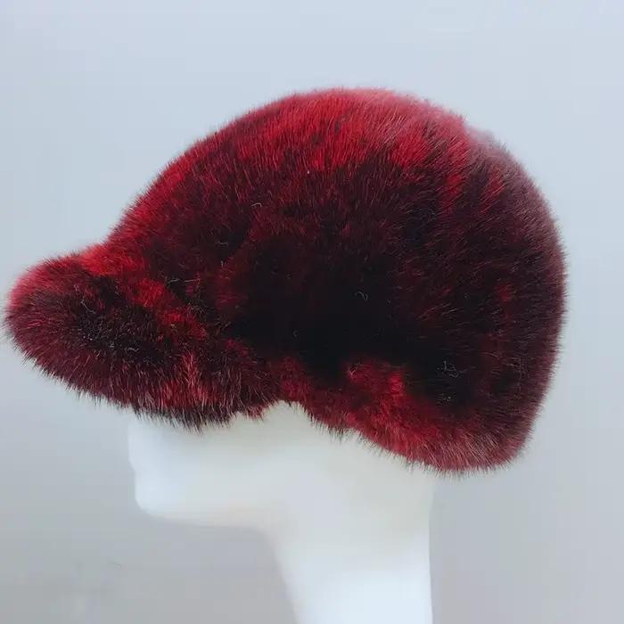 Casquette de Baseball en fourrure de vison véritable pour homme et femme