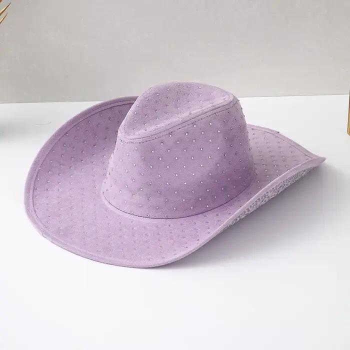 Chapeau de cowboy de couleur unie pour hommes et femmes avec de diamants complets de style Y2K
