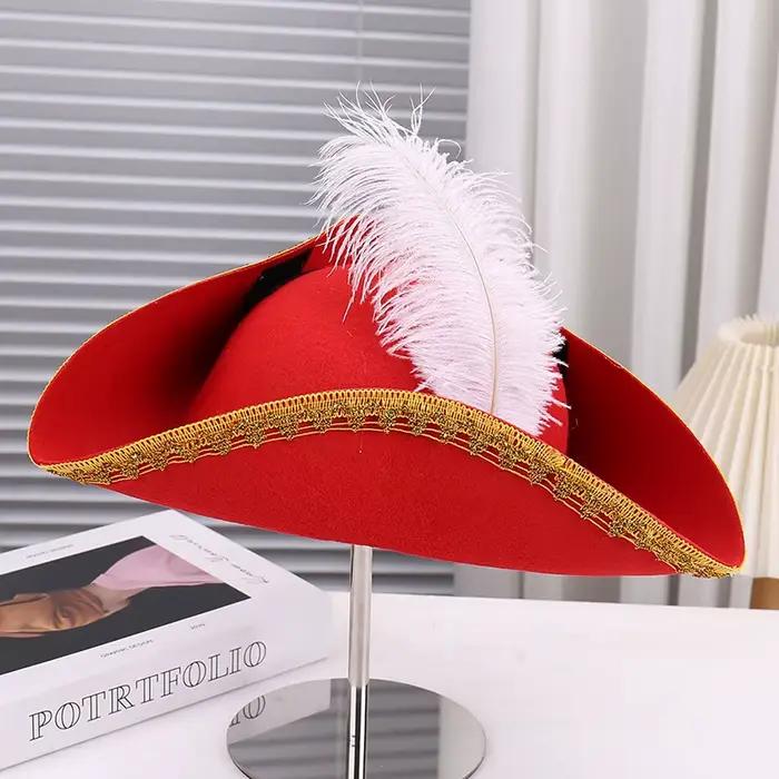 Chapeau de pirate à plumes rétro accessoire cosplay pour adultes occasions spéciales halloween carnaval