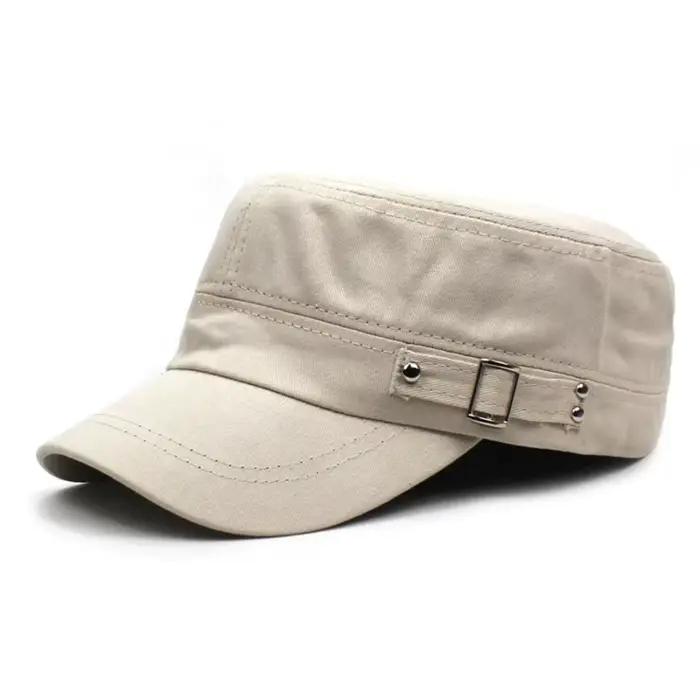 Casquette plate délavée en polyester protection solaire chapeau militaire pour hommes et femmes occasions décontractées été automne
