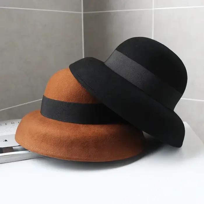 Robe écrasable Fedora femmes Style Vintage chapeau 100% pur laine feutre
