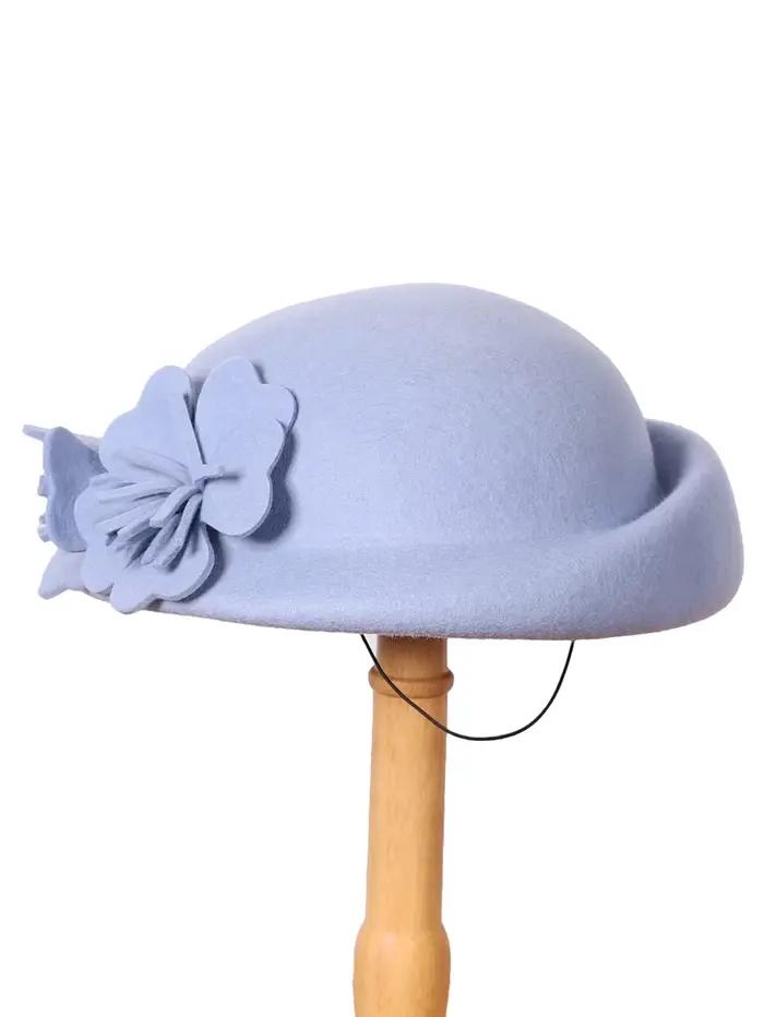 FS bleu violet laine béret français à large bord Fedora chapeaux pour femmes élégant église