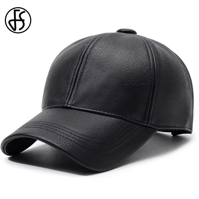 Casquette de baseball en cuir PU de luxe FS pour femme