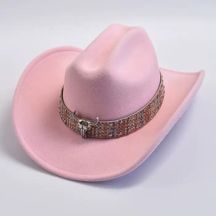 Chapeau de cow-girl rétro en coton et polyester pour femmes, accessoire de fête hivernale, élégant et confortable pour occasions spéciales