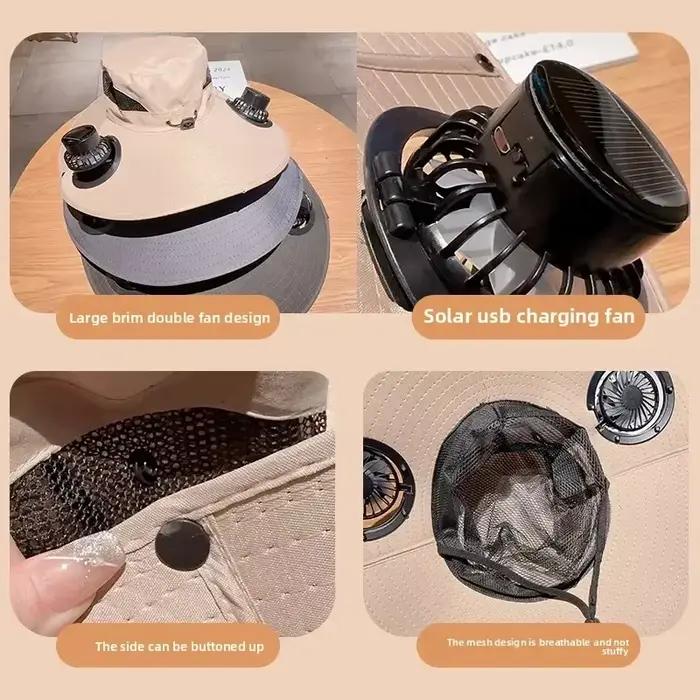 Chapeau solaire à ventilateur pour hommes et femmes
