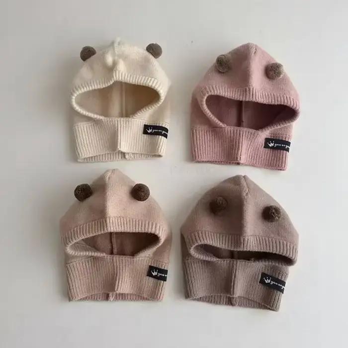 Chapeau bébé tout-en-un en laine tricotée pour filles et garçons, doux et chaleureux, idéal pour les sorties hivernales et les occasions spéciales