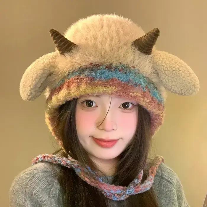 Chapeau coréen en peluche mignon couvre-oreilles tricoté chaud résistant au froid assorti avec tout automne et hiver pour homme et femme occasions spéciales