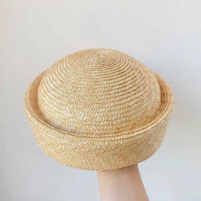 Chapeaux de paille ronds naturels effable Tree pour homme femme occasion été rétro plage soleil chapeau de marin occassionnels