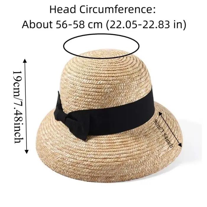 Chapeau de soleil cloche en paille de blé tressée haute densité