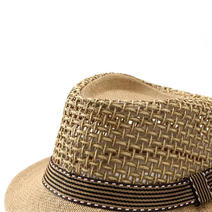 Nouveau chapeau Fedora en paille Trilby respirant à bord court