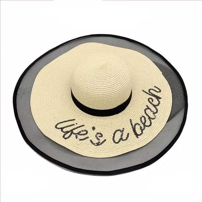 Chapeau d'été avec bord en filet pour femmes