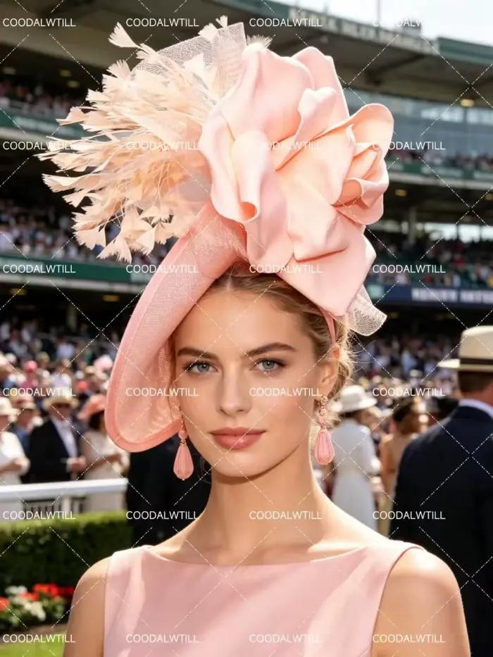 Chapeau Fascinator Jaune à Grande Fleur et Plumes pour Femme