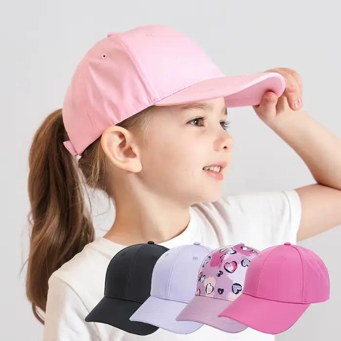 Casquette de baseball pour enfant fille et garçon, chapeau de soleil, dos creux, queue de cheval, snapback hip hop, os réglables pour activités extérieures, randonnée, voyage, pêche, photographie, fête