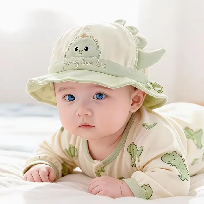Chapeau de pêcheur brodé avec dessin animé pour bébé
